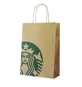 Sac papier kraft brun poignées torsadées Starbucks