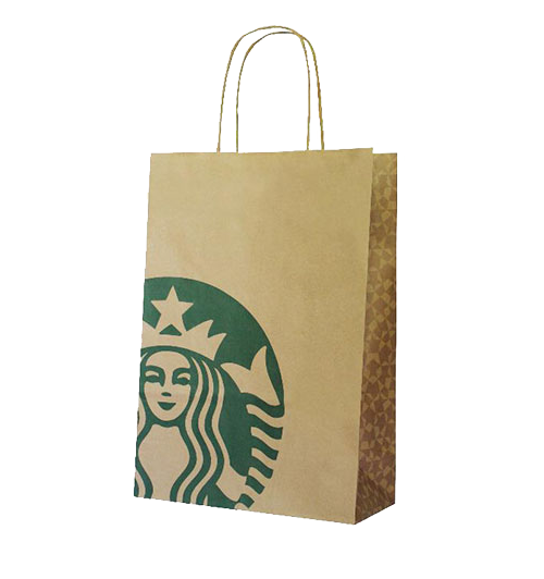 Sac papier kraft brun poignées torsadées Starbucks