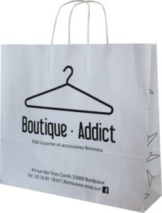 Sac kraft poignées torsadées blanc Boutique Addict