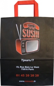 sac papier traiteur poignées plates télésushi