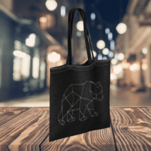 Tote bag noir dessin ours